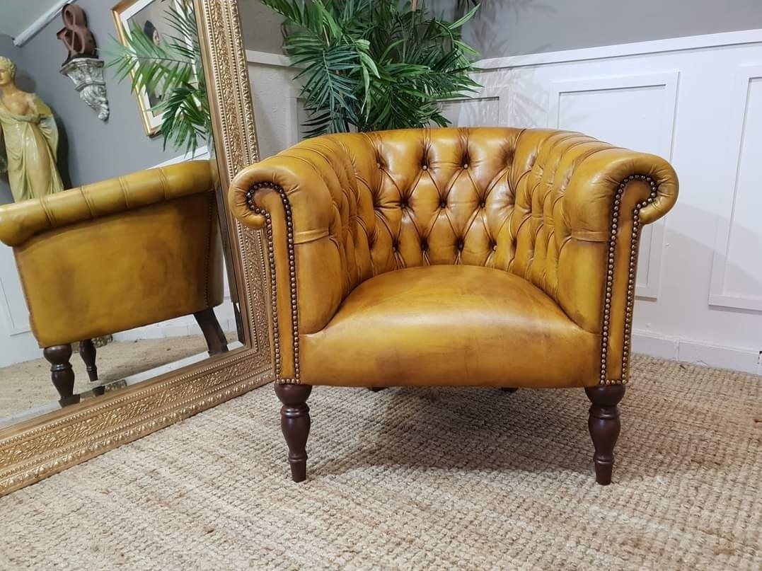 refurbished gold leather armchair